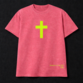 Short sleeve unisex Diadem Co By Rafi Althentic neon green cross screen print shirts numerology numbers 736.